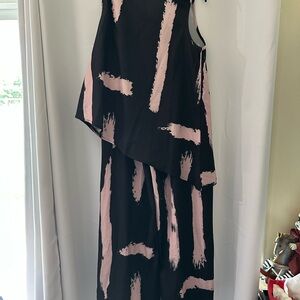 SHEIN Black and Pink Abstract Women Pant Suit